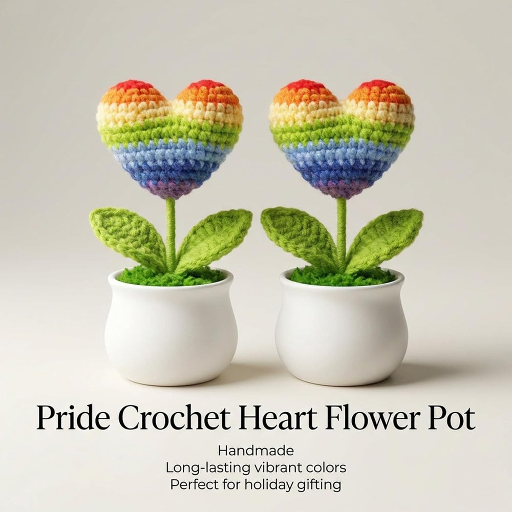 2PCS Pride Crochet Heart Rainbow Decor Gifts LGBTQ Love Accessories Gay Lesbian Home Office Party Ornaments for Women