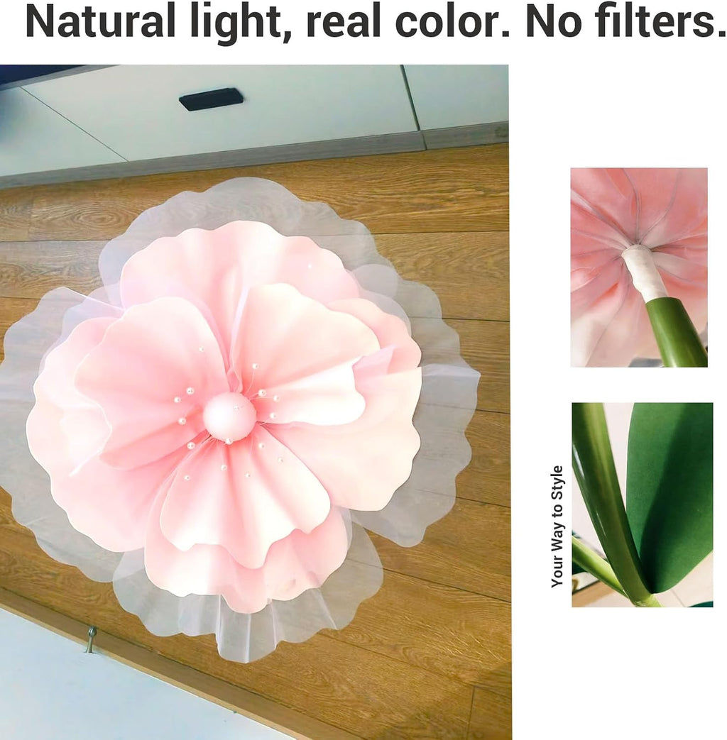 5.9FT Large Pink Artificial Flowers w/Stand, Assembly Required