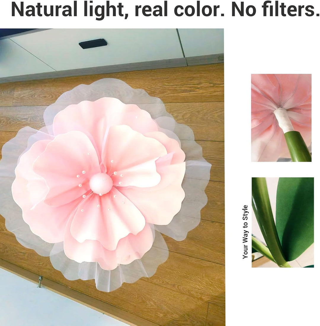 5.9FT Large Pink Artificial Flowers w/Stand, Assembly Required