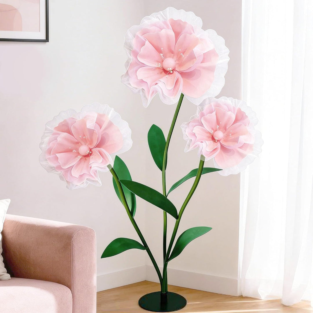 5.9FT Large Pink Artificial Flowers w/Stand, Assembly Required