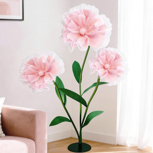 5.9FT Large Pink Artificial Flowers w/Stand, Assembly Required