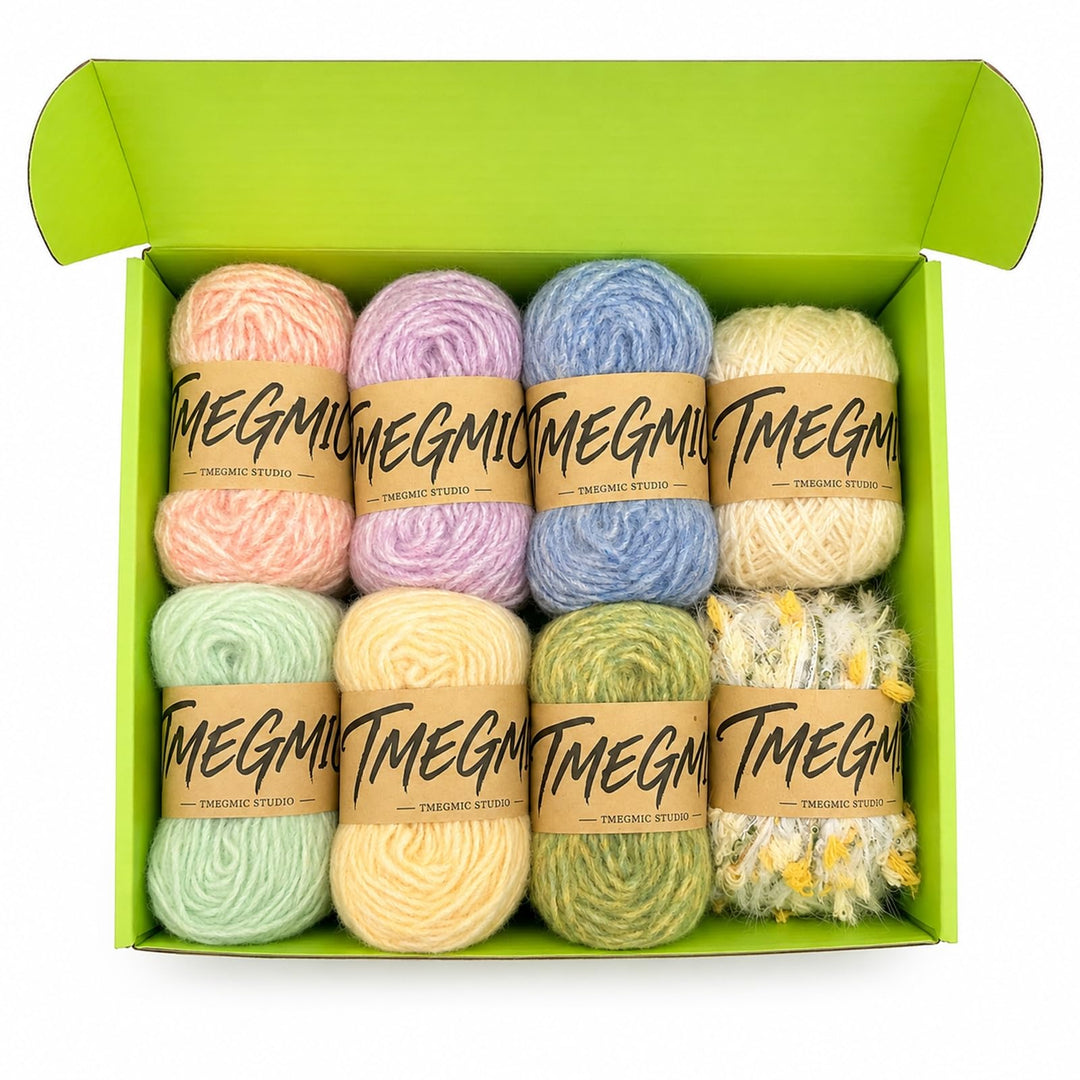 Granny Square Yarn Color Pack, 8 Skeins Soft Textured Crochet Yarn Set with Daisy Chart for Adults (Autumn Forest)