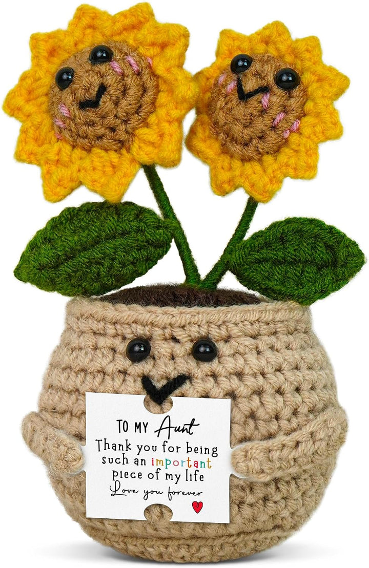 OASSIE Aunt Gifts for Women - Emotional Support Crochet Sunflower