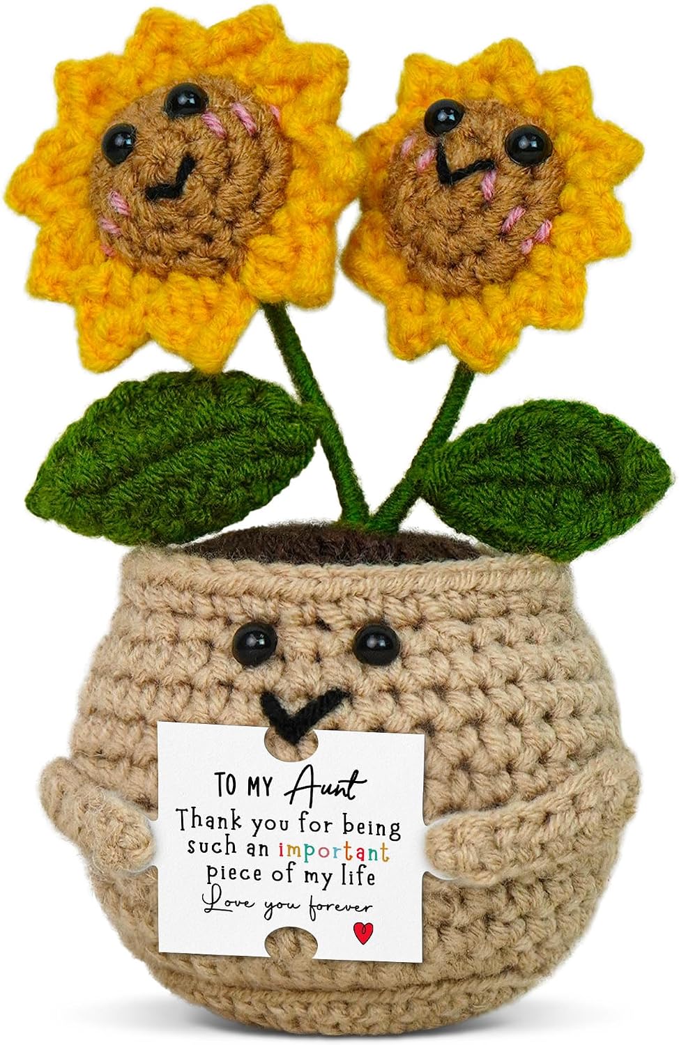 OASSIE Aunt Gifts for Women - Emotional Support Crochet Sunflower