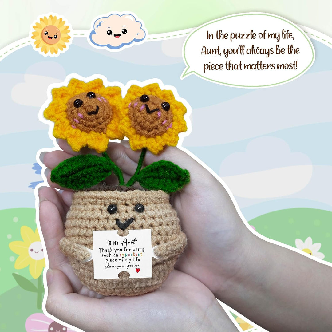 OASSIE Aunt Gifts for Women - Emotional Support Crochet Sunflower