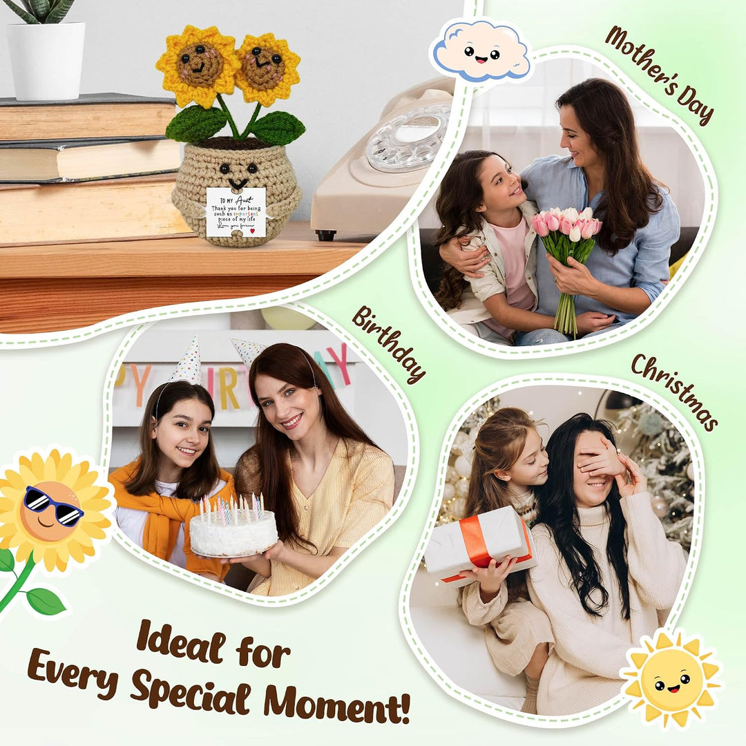 OASSIE Aunt Gifts for Women - Emotional Support Crochet Sunflower