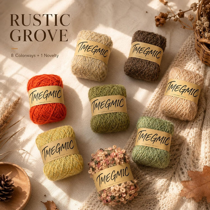 Granny Square Yarn Color Pack, 8 Skeins Soft Textured Crochet Yarn Set with Daisy Chart for Adults (Autumn Forest)