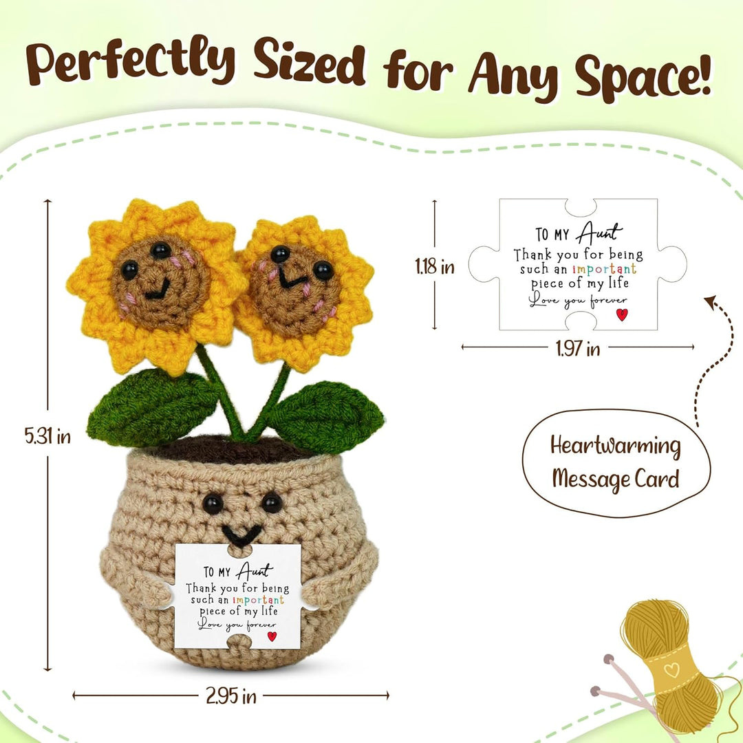 OASSIE Aunt Gifts for Women - Emotional Support Crochet Sunflower