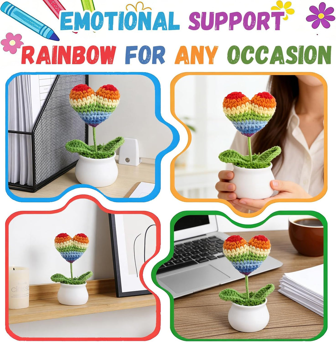 2PCS Pride Crochet Heart Rainbow Decor Gifts LGBTQ Love Accessories Gay Lesbian Home Office Party Ornaments for Women