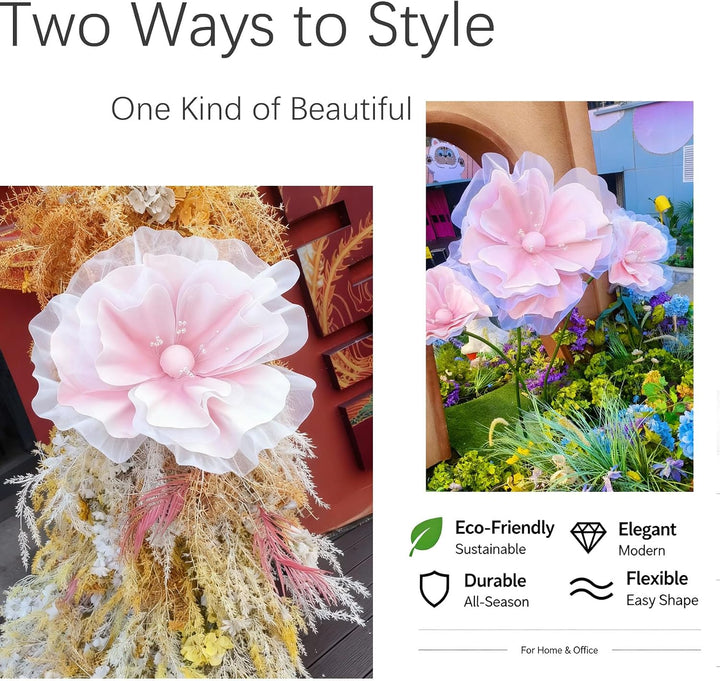 5.9FT Large Pink Artificial Flowers w/Stand, Assembly Required