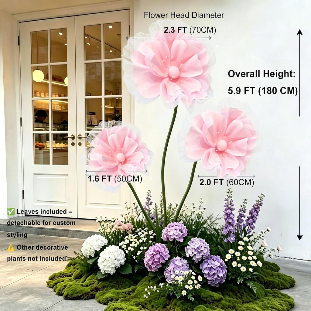 5.9FT Large Pink Artificial Flowers w/Stand, Assembly Required