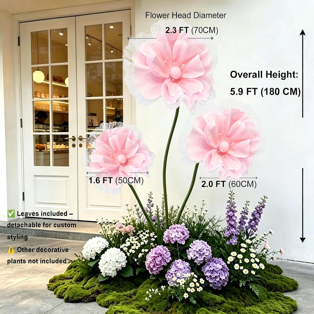 5.9FT Large Pink Artificial Flowers w/Stand, Assembly Required