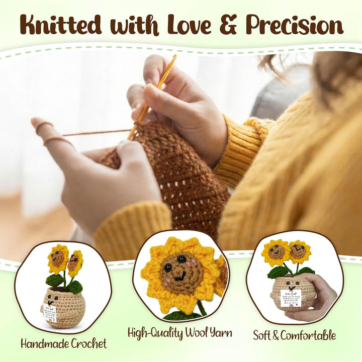 OASSIE Aunt Gifts for Women - Emotional Support Crochet Sunflower