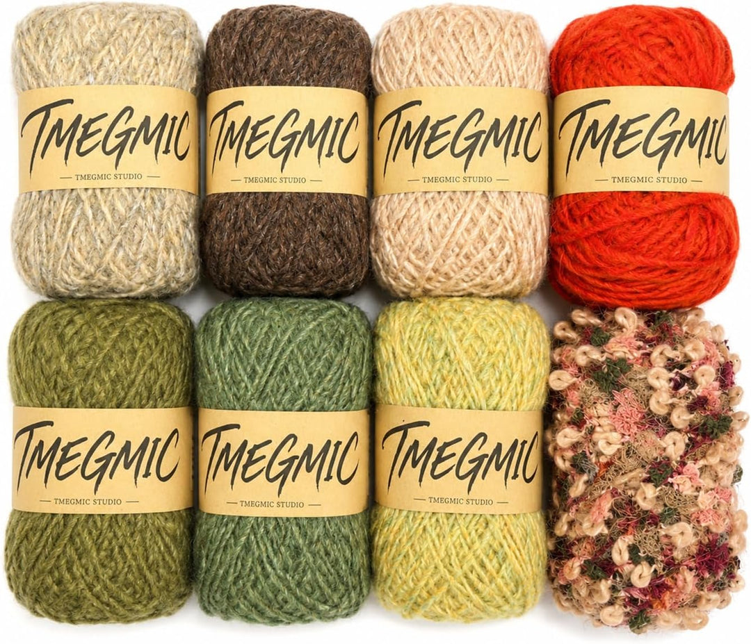 Granny Square Yarn Color Pack, 8 Skeins Soft Textured Crochet Yarn Set with Daisy Chart for Adults (Autumn Forest)