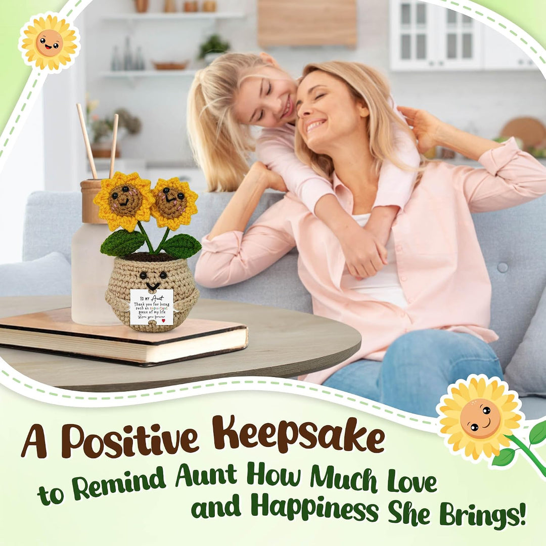 OASSIE Aunt Gifts for Women - Emotional Support Crochet Sunflower