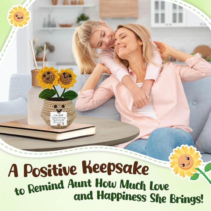 OASSIE Aunt Gifts for Women - Emotional Support Crochet Sunflower